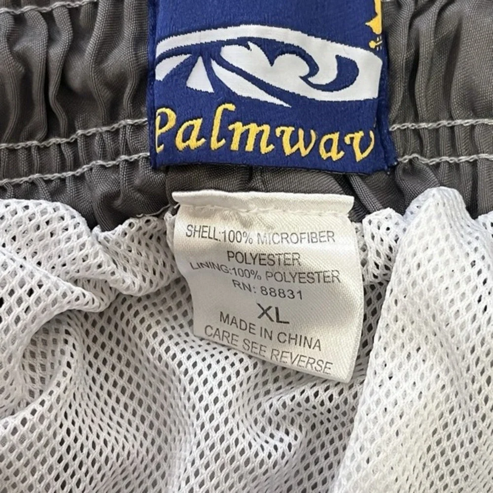 Palmwave‎ Mens Swim Trunks XL Gray Mesh Lined Beach Pool Vacation Elastic Waist